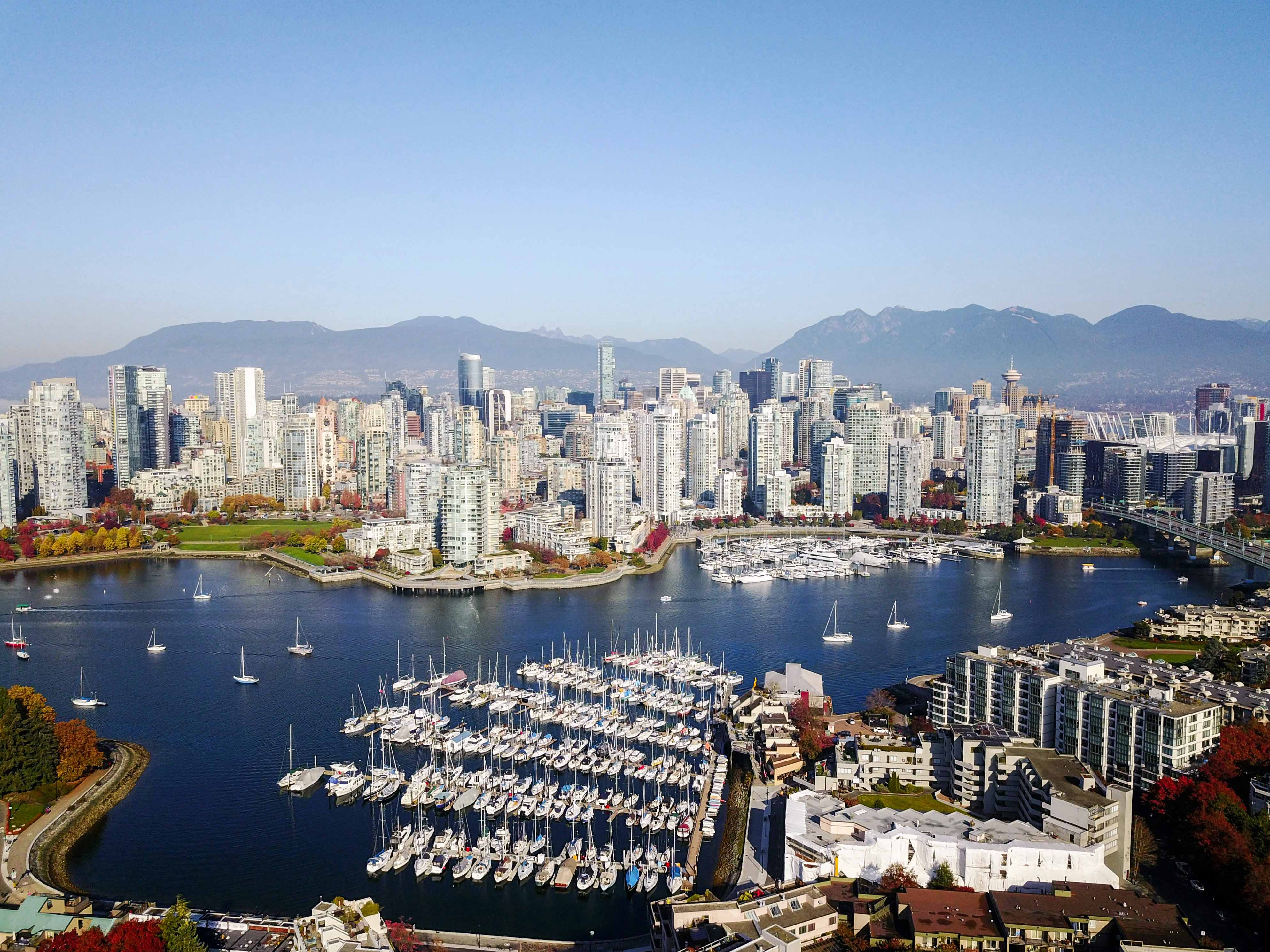 A view of the harbor in Vancouver, Canada.