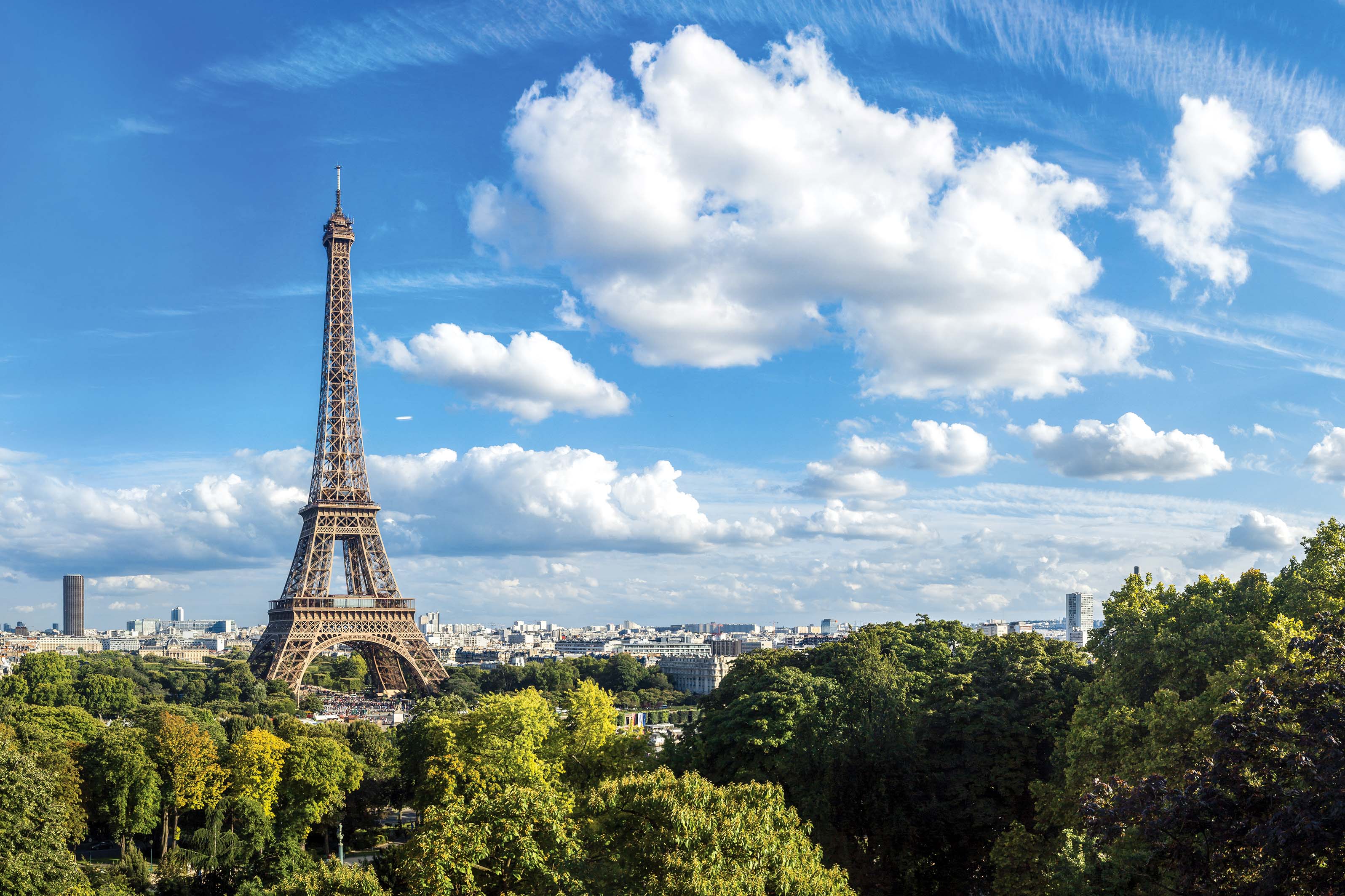 A view of the Eiffel Tower in Paris.